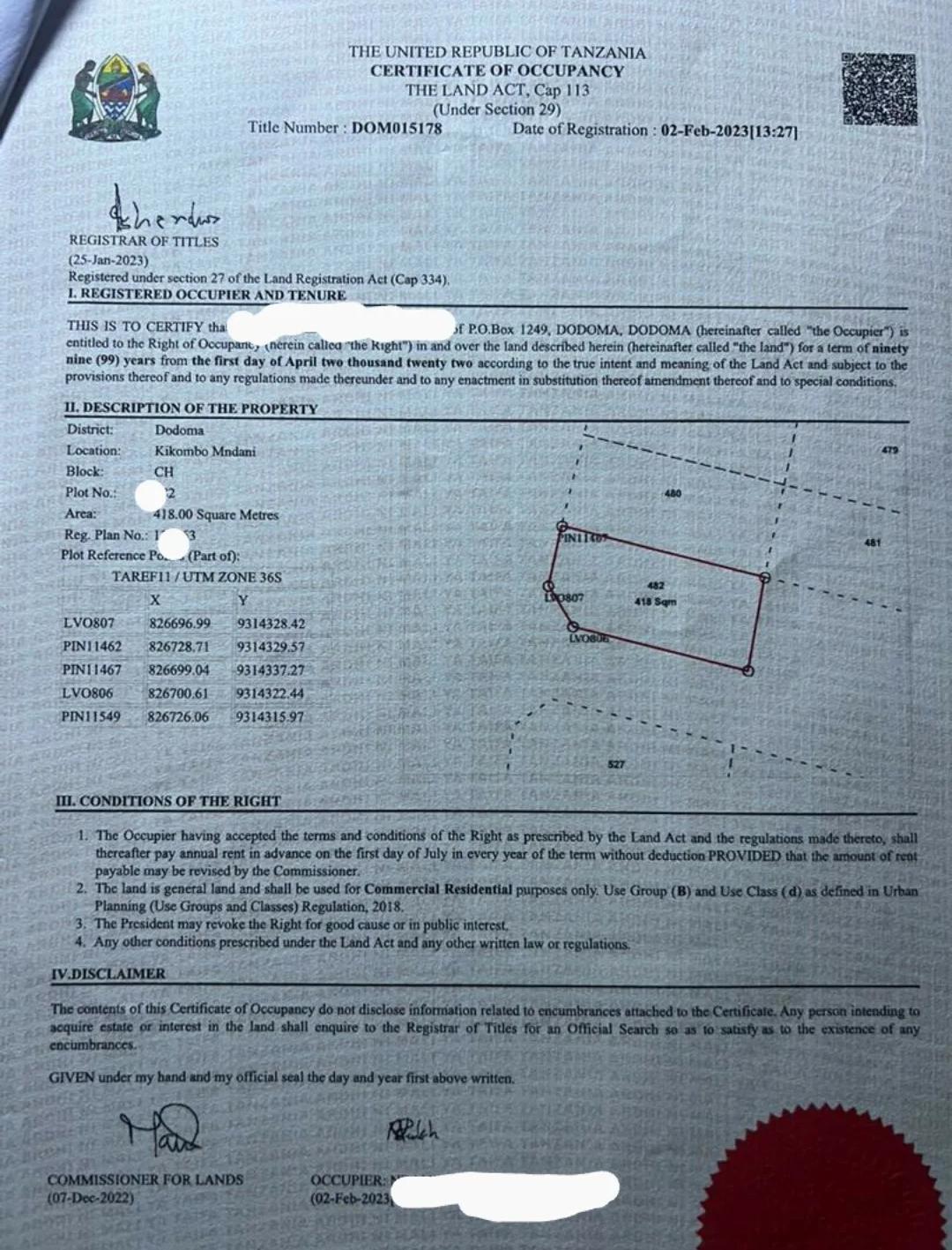 KIWANJA KINAUZWA -DODOMA, KIKOMBO MNADANI BLOCK CH (SQM 418) NIPIGIE: 0718 926951