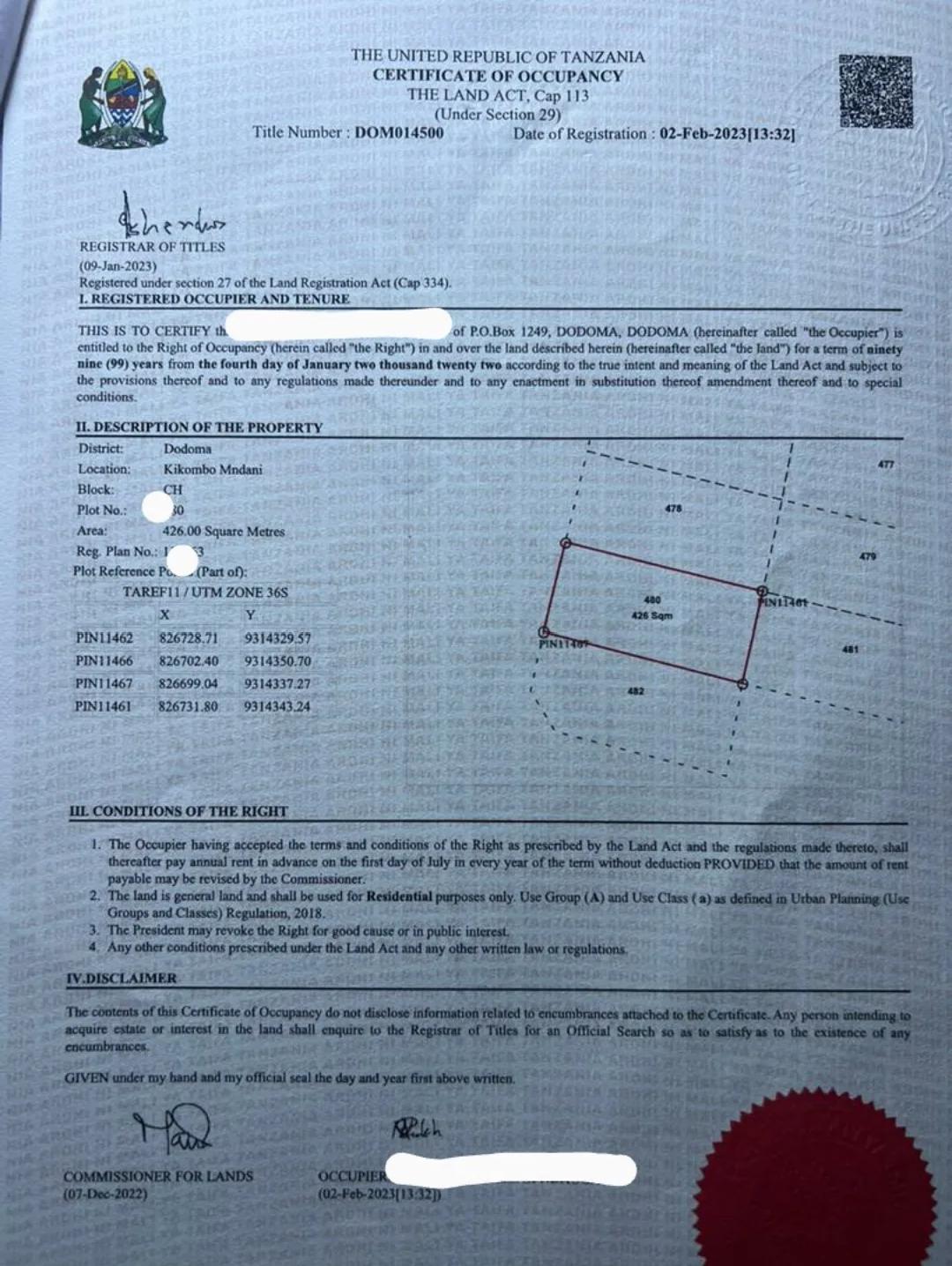 KIWANJA KINAUZWA-DODOMA, KIKOMBO MNADANI BLOCK CH (SQM 426). NIPIGIE: 0718 926951